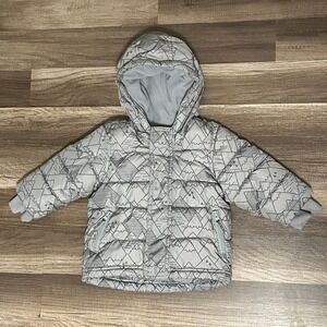 Old Navy Frost Free Puffer Jacket Toddler 12-18M Grey Mountain Excellent
